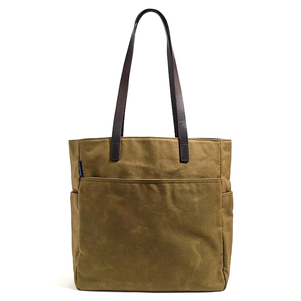 J. Crew Khaki Canvas Tote with Leather Straps NWT